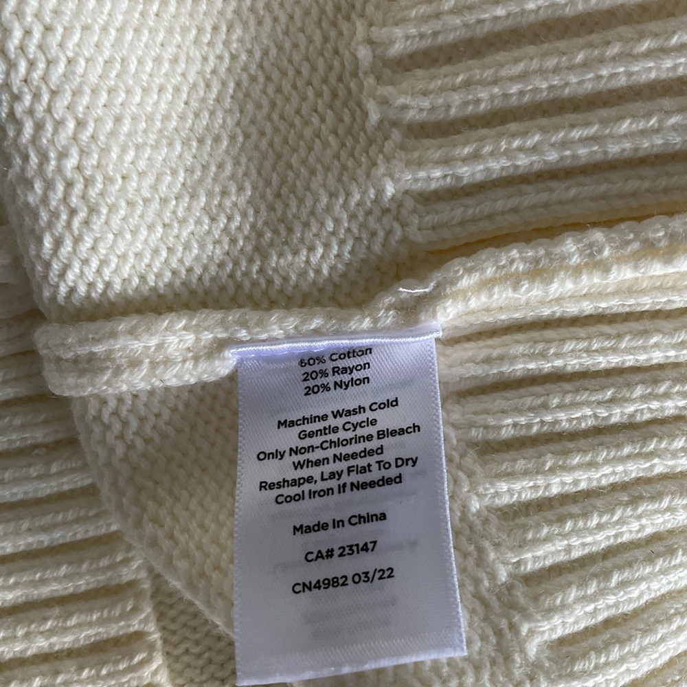 Talbots Cream Crew Neck Sweater with Elegant Lace Detail - Picture 5 of 7
